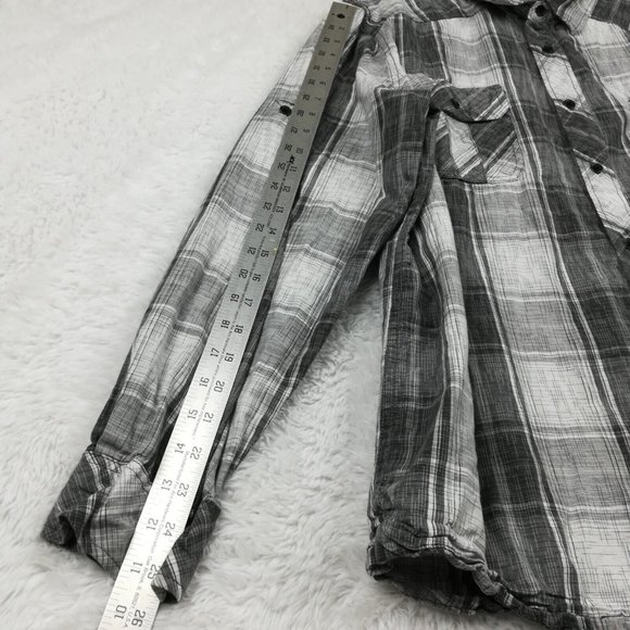 Rock & Republic Mens Shirt 2XL Button Down Gray White Plaid Long Sleeve XXL - Picture 4 of 13